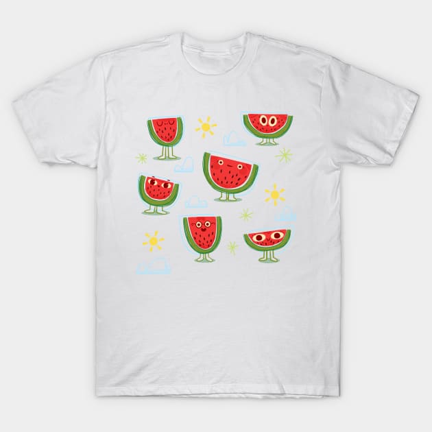 Cute watermelon characters T-Shirt by azbeen